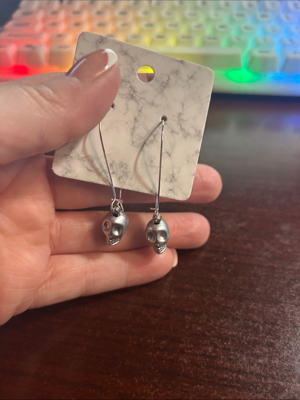 Silver Skull Drop Earrings - Women Jewelry